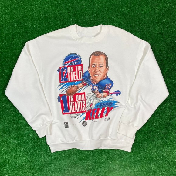 Vintage Buffalo Bills Jim Kelly 12 On The Field shirt 90s full size s-3xl - Picture 1 of 2